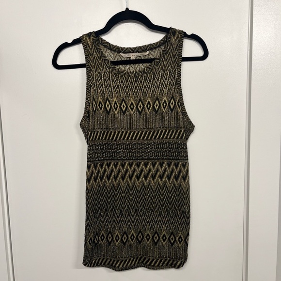 RACHEL Rachel Roy Black and Gold Patterned Tank Top - Picture 1 of 4